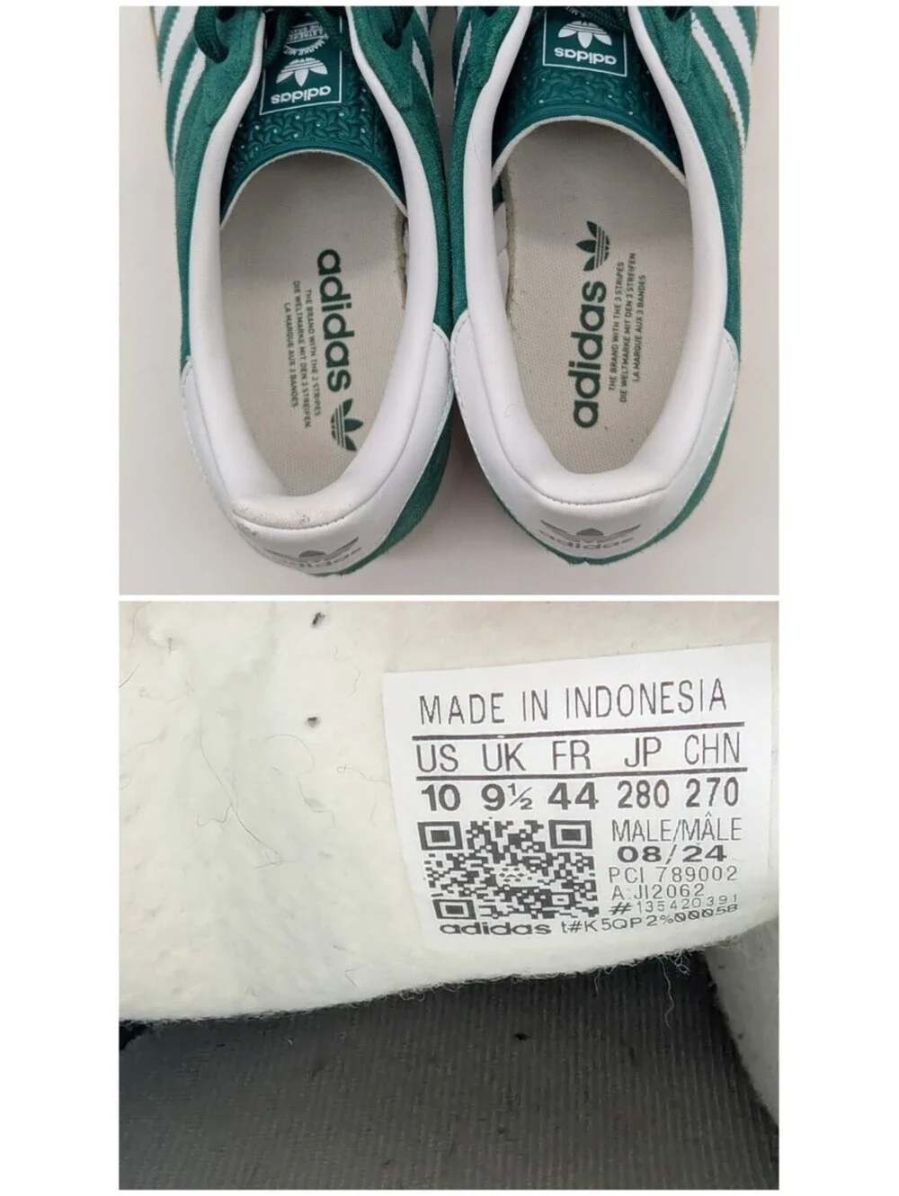 Adidas Gazelle Indoor Suede Mens Size 10 Green Cloud White Gum Sneakers JI2062